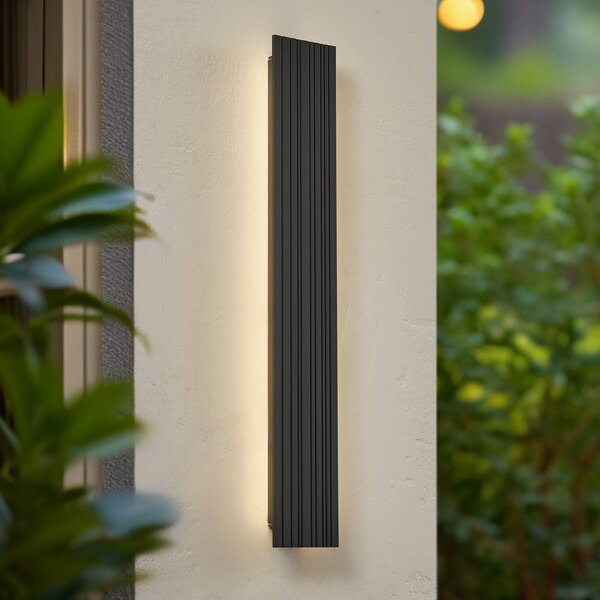 Kinkiet zewnętrzny LED Melira Lucande, czarny, aluminium, nowoczesny