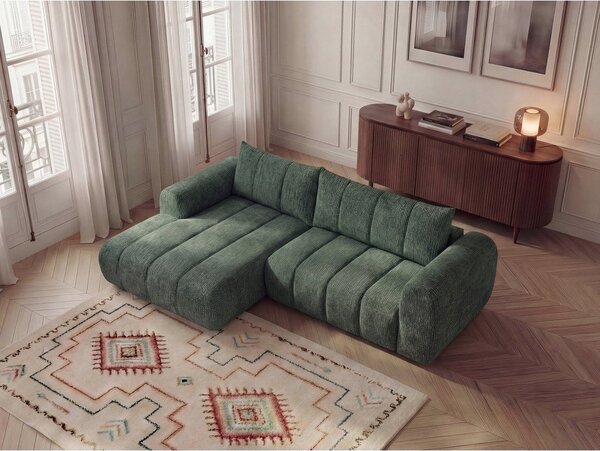 Ciemnozielony narożnik (lewostronny/z szezlongiem) Nesty – Bobochic Paris