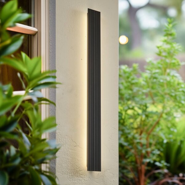 Kinkiet zewnętrzny LED Melira Lucande, czarny, aluminium, nowoczesny