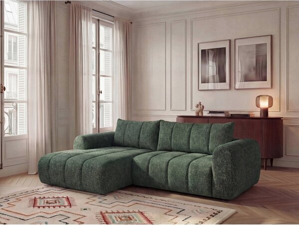 Ciemnozielony narożnik (lewostronny/z szezlongiem) Nesty – Bobochic Paris