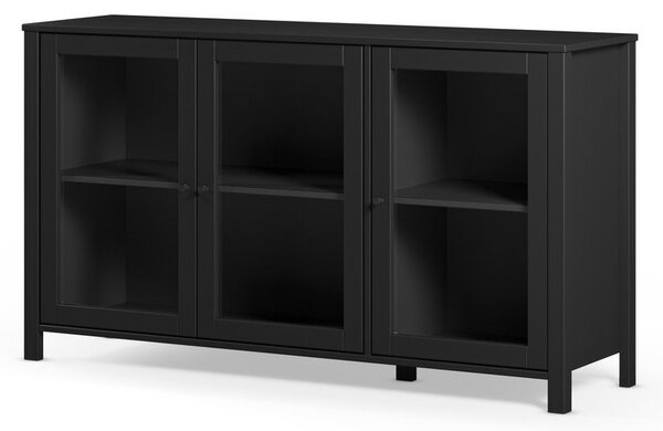 Czarna witryna z litego drewna sosnowego 142x80x40 cm Alessandra – Marckeric