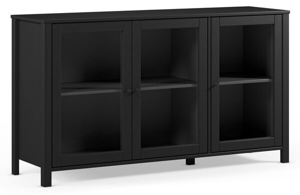 Czarna witryna z litego drewna sosnowego 142x80x40 cm Alessandra – Marckeric