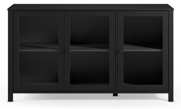 Czarna witryna z litego drewna sosnowego 142x80x40 cm Alessandra – Marckeric