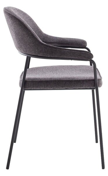 Ciemnoszare krzesło z podłokietnikami Kindersley – Unique Furniture