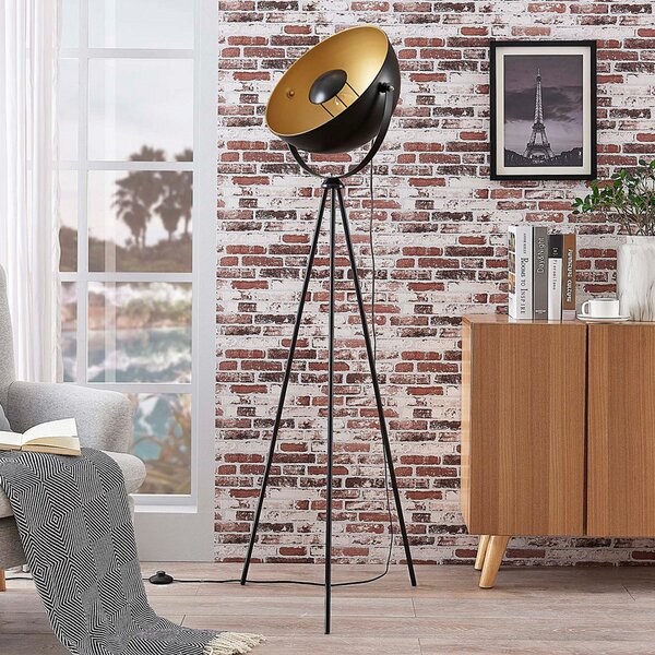 Lampa Podłogowa Lindby, Meline, czarny, salon, metal, nowoczesny