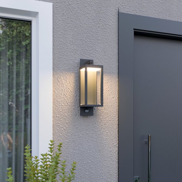Zewnętrzna Lampa Lucande, Ferdinand, szary, balkon, szkło, nowoczesny