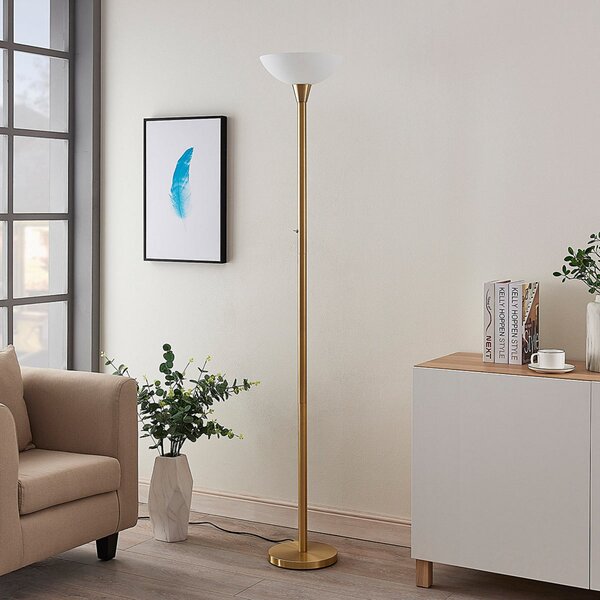 Lampa Podłogowa Lindby, Ignacia, złoty | mosiężny, salon, metal, nowoczesny