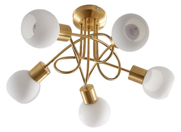 Lampa Sufitowa Lindby, Elaina, ściemnialny, złoty | mosiężny, salon, szkło, nowoczesny