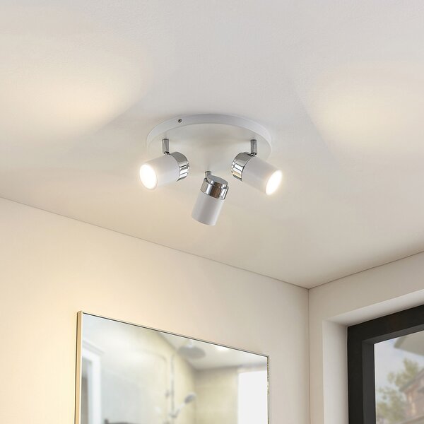 Lampa Sufitowa Lindby, Kardo, ściemnialny, biały, salon, metal, nowoczesny
