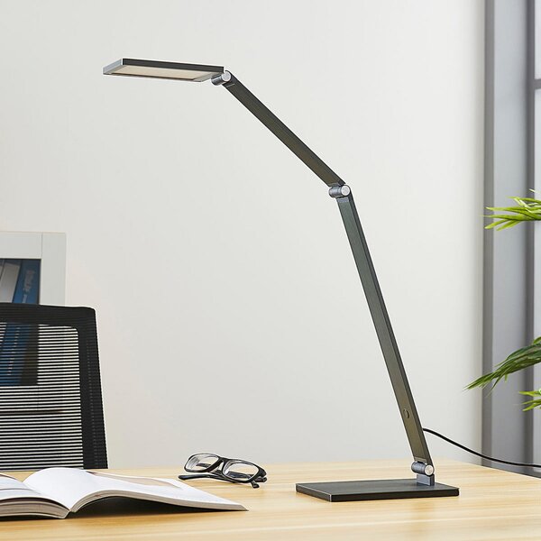 Lampa Stołowa Lucande, Mion, ściemnialny, szary, gabinet | pracownia, metal, nowoczesny