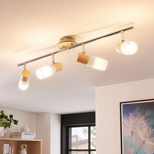 Lampa Sufitowa Lindby, Christoph, drewniany, salon, drewno, dworkowy | rustykalny
