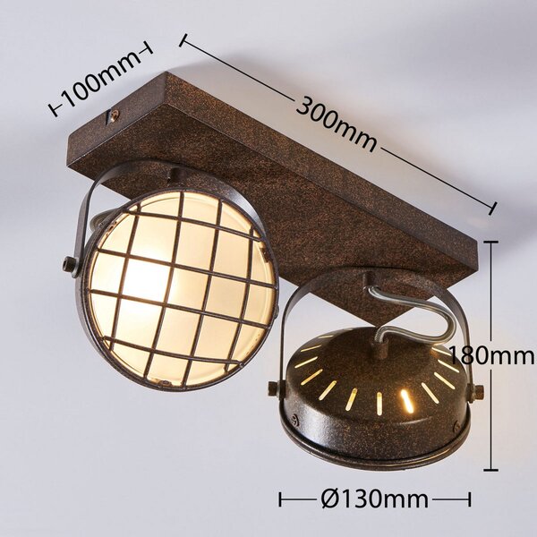 Lampa Sufitowa Lindby, Tamin, ściemnialny, brąz rdzawy, salon, metal, industrialny