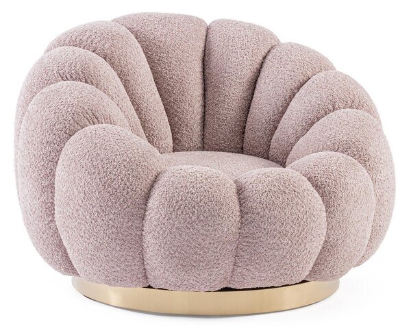 Różowy obrotowy fotel z materiału bouclé Florel – Bizzotto