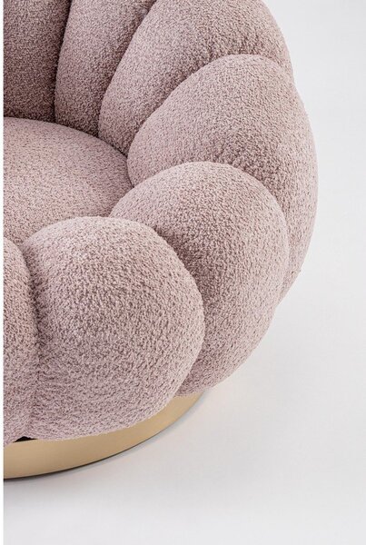 Różowy obrotowy fotel z materiału bouclé Florel – Bizzotto