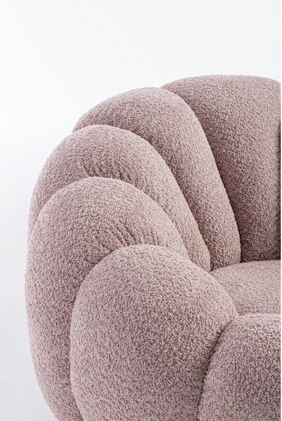 Różowy obrotowy fotel z materiału bouclé Florel – Bizzotto