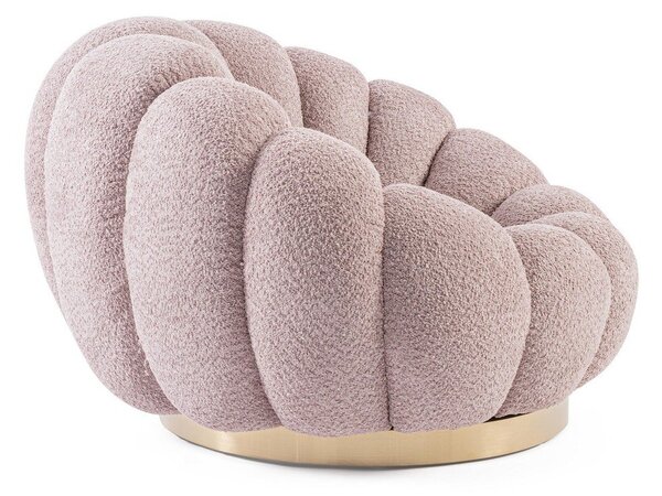 Różowy obrotowy fotel z materiału bouclé Florel – Bizzotto