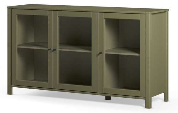 Zielona witryna z litego drewna sosnowego 142x80x40 cm Alessandra – Marckeric
