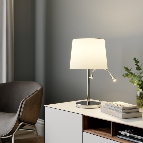 Lampa Stołowa Lindby, Benjiro, metaliczny, salon, tkanina | tekstylia, nowoczesny