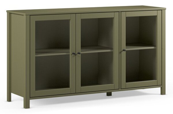 Zielona witryna z litego drewna sosnowego 142x80x40 cm Alessandra – Marckeric