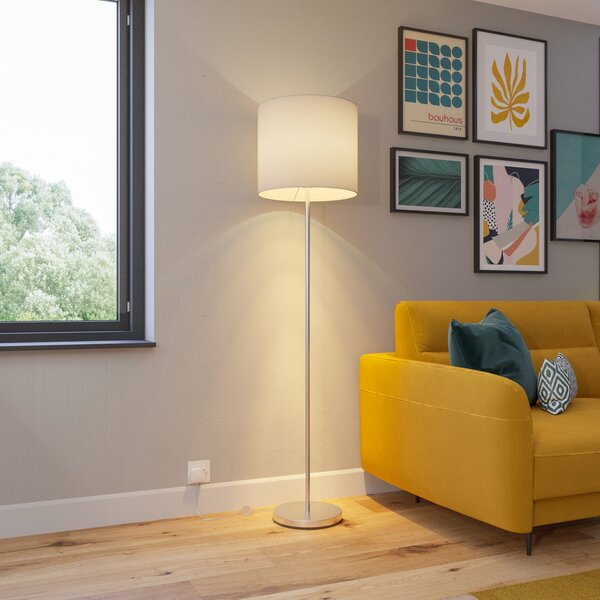 Lampa Podłogowa Lindby, Everly, biały, salon, tkanina | tekstylia, nowoczesny