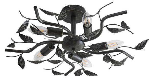 Lampa Sufitowa Lindby, Yos, ściemnialny, czarny, sypialnia, metal, florentyński