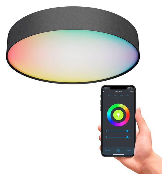 Calex Inteligentna lampa sufitowa Smart Fabric, możliwość ściemniania, czarny, salon / jadalnia, tworzywo sztuczne, nowoczesny