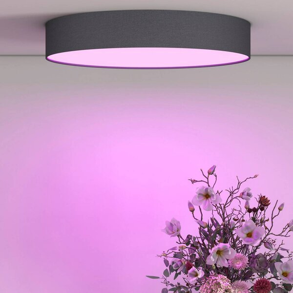 Calex Inteligentna lampa sufitowa Smart Fabric, możliwość ściemniania, czarny, salon / jadalnia, tworzywo sztuczne, nowoczesny