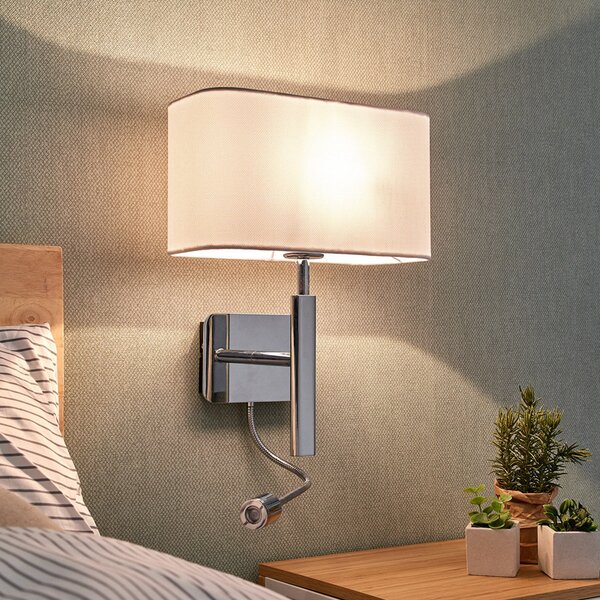 Lampa Ścienna Lucande, Jettka, metaliczny, salon, tkanina | tekstylia, nowoczesny