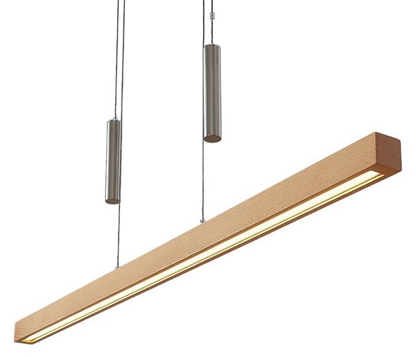 Lampa Wisząca Lucande, Pia, ściemnialny, drewniany, salon, drewno, nowoczesny