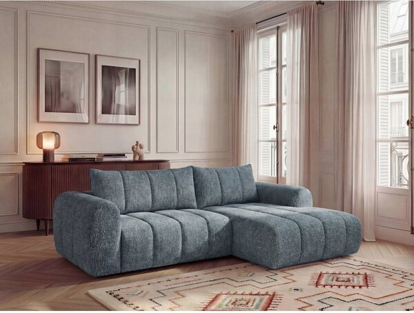 Niebieski narożnik (prawostronny/z szezlongiem) Nesty – Bobochic Paris
