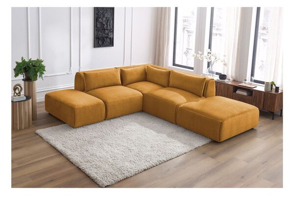 Musztardowy aksamitny narożnik modułowy Jeanne – Bobochic Paris