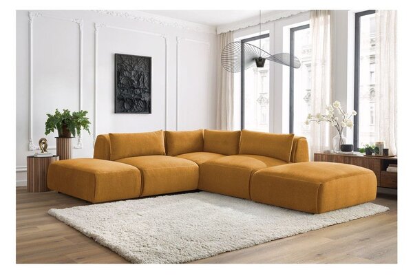 Musztardowy aksamitny narożnik modułowy Jeanne – Bobochic Paris