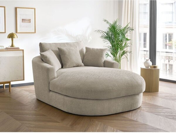 Beżowy fotel z tkaniny szenilowej Belem – Bobochic Paris