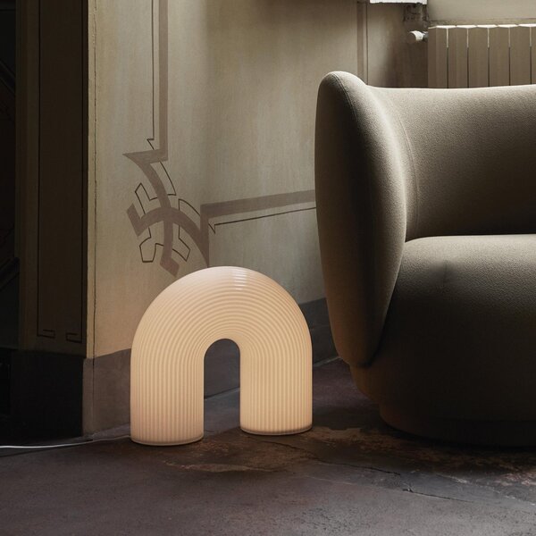 Lampa Stołowa ferm LIVING, Vuelta, ściemnialny, biały, salon, szkło, design