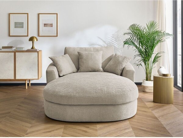 Beżowy fotel z tkaniny szenilowej Belem – Bobochic Paris