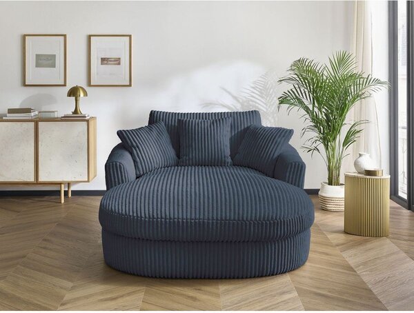 Ciemnoniebieski sztruksowy fotel Belem – Bobochic Paris