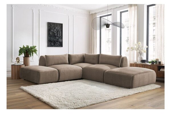 Szarobrązowy aksamitny narożnik modułowy Jeanne – Bobochic Paris