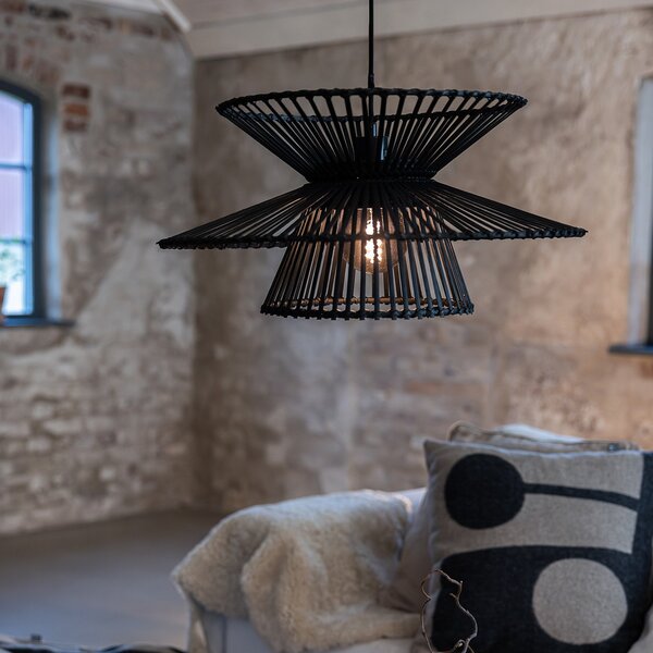 Lampa Wisząca Markslöjd, Duplici, czarny, salon, bambus