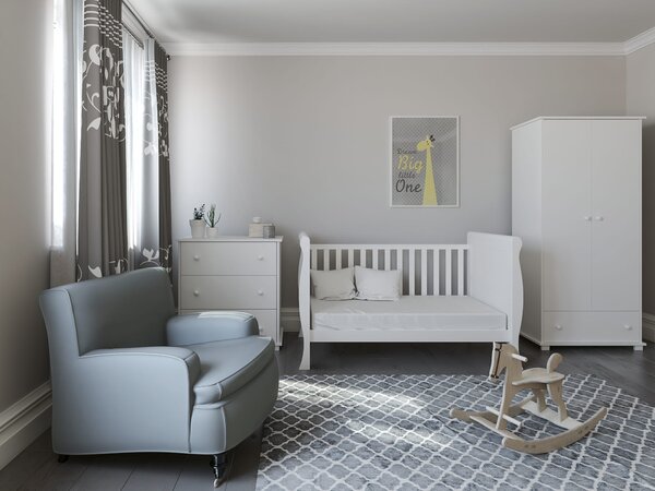 Białe Łóżeczko - tapczanik GLAMOUR 3w1 140x70