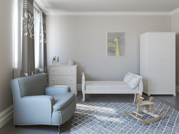 Białe Łóżeczko - tapczanik GLAMOUR 3w1 140x70
