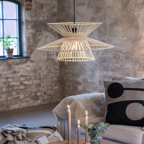 Lampa Wisząca Markslöjd, Duplici, drewniany, salon, bambus