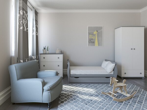 Białe Łóżeczko - tapczanik GLAMOUR 3w1 140x70