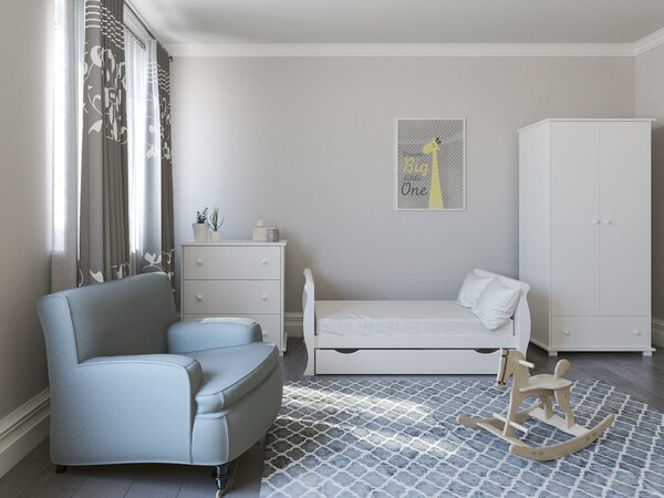 Białe Łóżeczko - tapczanik GLAMOUR 3w1 140x70