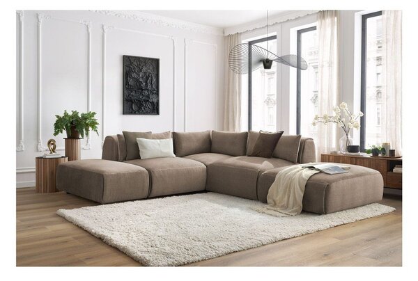 Szarobrązowy aksamitny narożnik modułowy Jeanne – Bobochic Paris