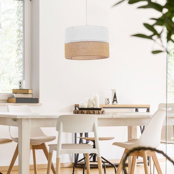 Lampa wisząca nad stół Linobianco, sufitowa, boho drewniana, do salonu