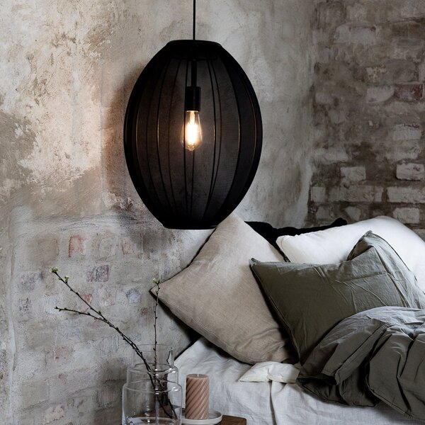 Lampa Wisząca Markslöjd, Florence, ściemnialny, czarny, salon, tkanina | tekstylia, skandynawski