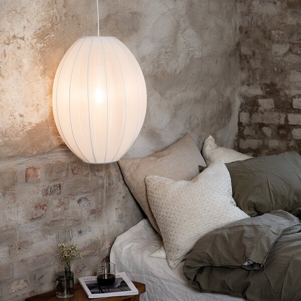 Lampa Wisząca Markslöjd, Florence, ściemnialny, biały, salon, tkanina | tekstylia, skandynawski