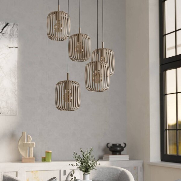EGLO Lampa wisząca Romazzina, możliwość ściemniania, kremowy / amber, salon / jadalnia, metal, nowoczesny