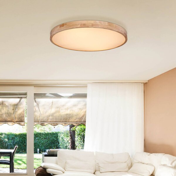 Globo Lampa sufitowa LED Rainer, możliwość ściemniania, ciemne drewno, salon / jadalnia, metal