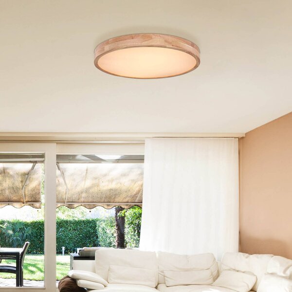 Globo Lampa sufitowa LED Rainer, możliwość ściemniania, ciemne drewno, salon / jadalnia, metal